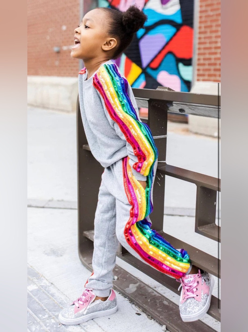 LOLA AND THE BOYS SEQUIN RAINBOW TRACKSUIT SET SIZE 6